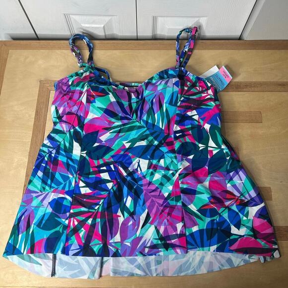 Swim Solutions Bust support Tankini Swim Top Size 16 Hi-Low Multicolor Beachwear - Picture 3 of 10